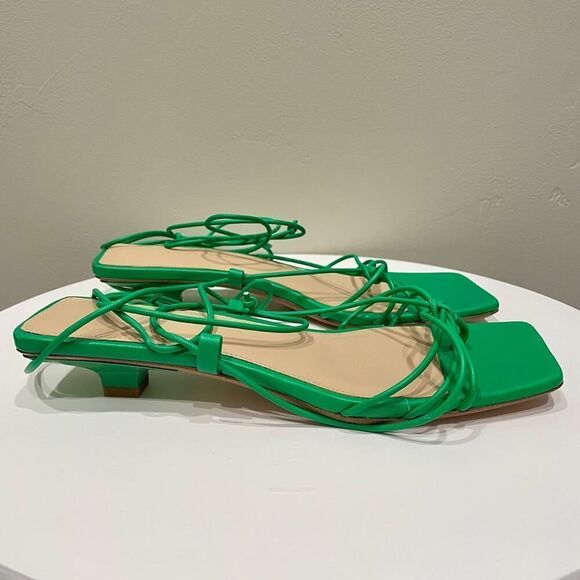 Veronica Beard Foley Ankle Tie Sandal Jungle Green NEW - Size: 8 - Picture 4 of 12